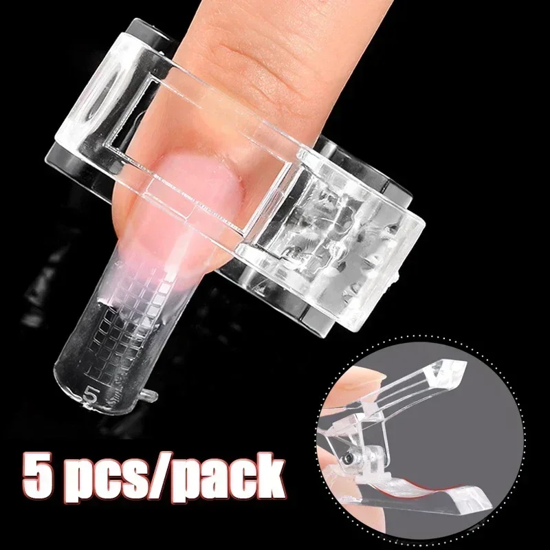 5pcs Transparent Acrylic Nail Clip Quickily Building Tips Clips Finger Nails Gel Polish Extension UV Lamps Manicure Art Tools