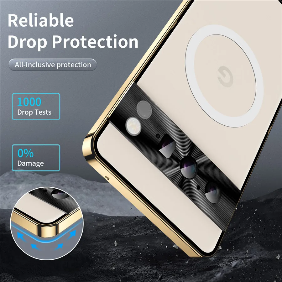 Shockproof Metal Armor Case For Google Pixel 8 7 Pro Case Magsafe Aluminum Frame Matte PC Cover Funda For Google Pixel 7 7A Case