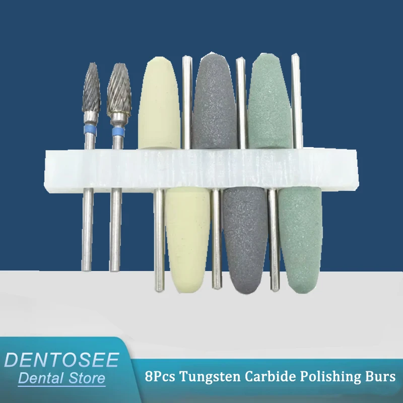 

Dental Lab 8Pcs Tungsten Carbide Polishing Burs Set 2.35mm Shank for Acrylic/Resin Base High Quality