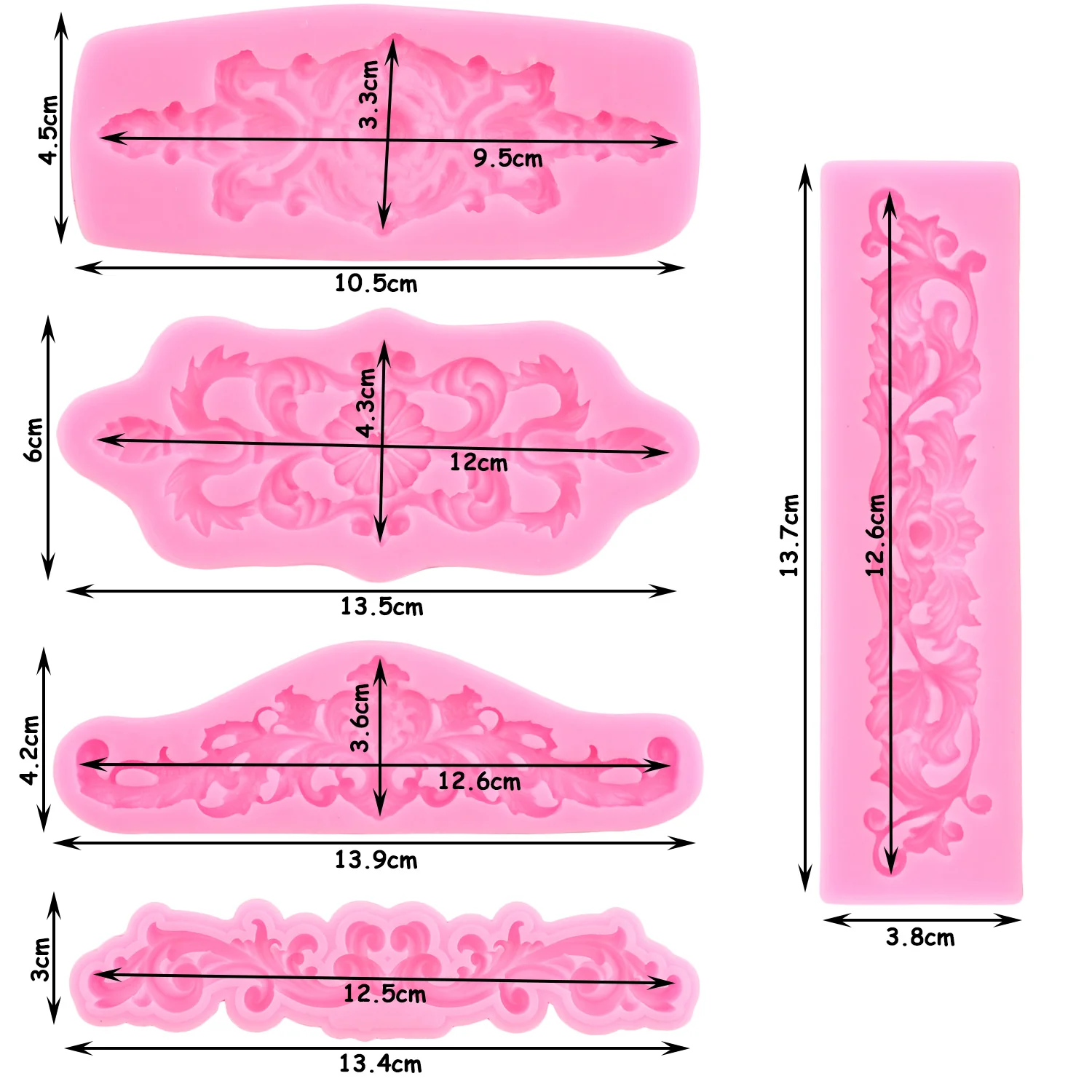 Baroque Style Curlicues Scroll Lace Silicone Mold Fondant Molds Cake Decorating Tools Chocolate Mould Candy Resin Clay Moulds