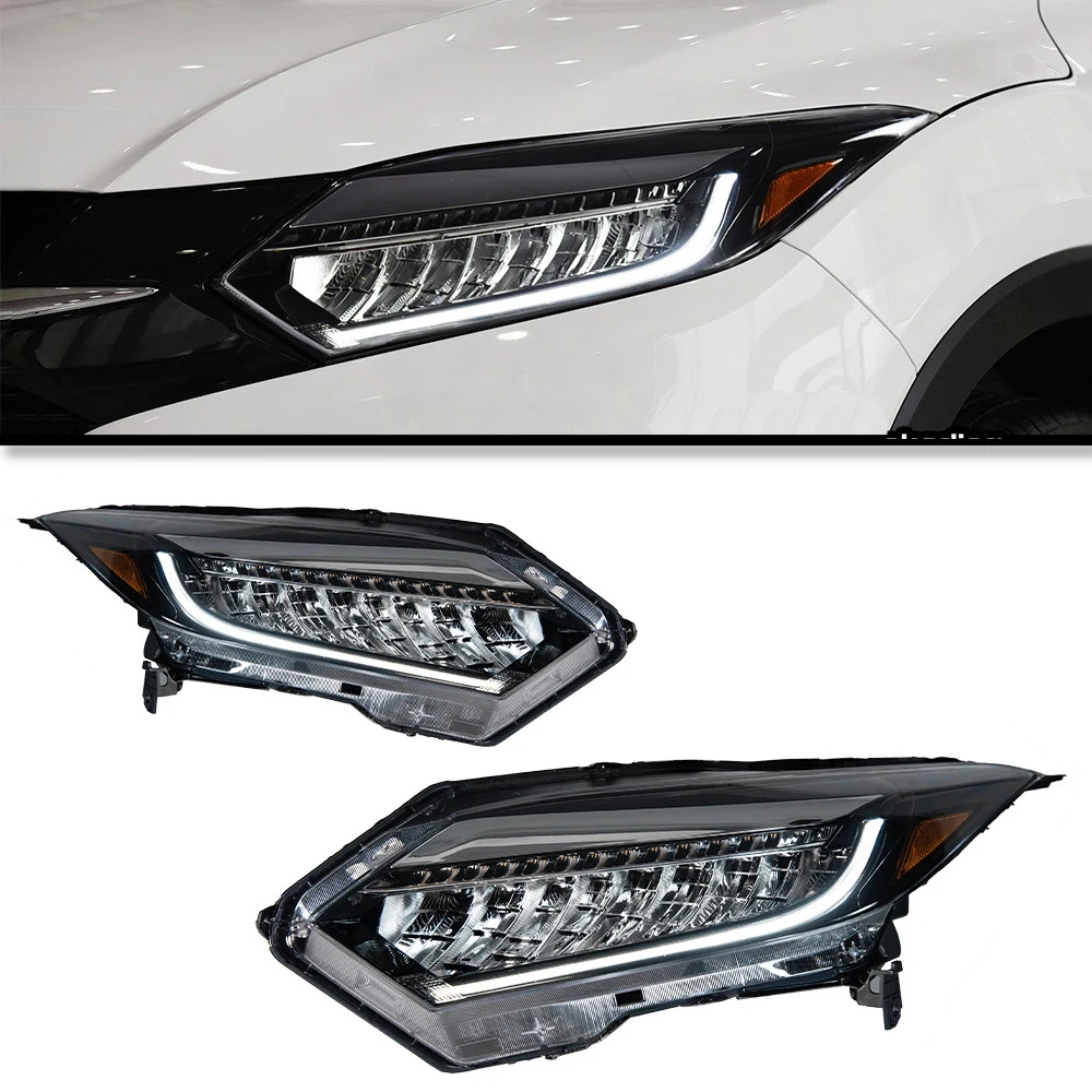 

Автомобильные фары для Honda HR-V: Светодиодные линзованные фары-проекторы 2014-2020, динамические указатели поворота, дневные ходовые огни (DRL) Vezel, автомобильные аксессуары