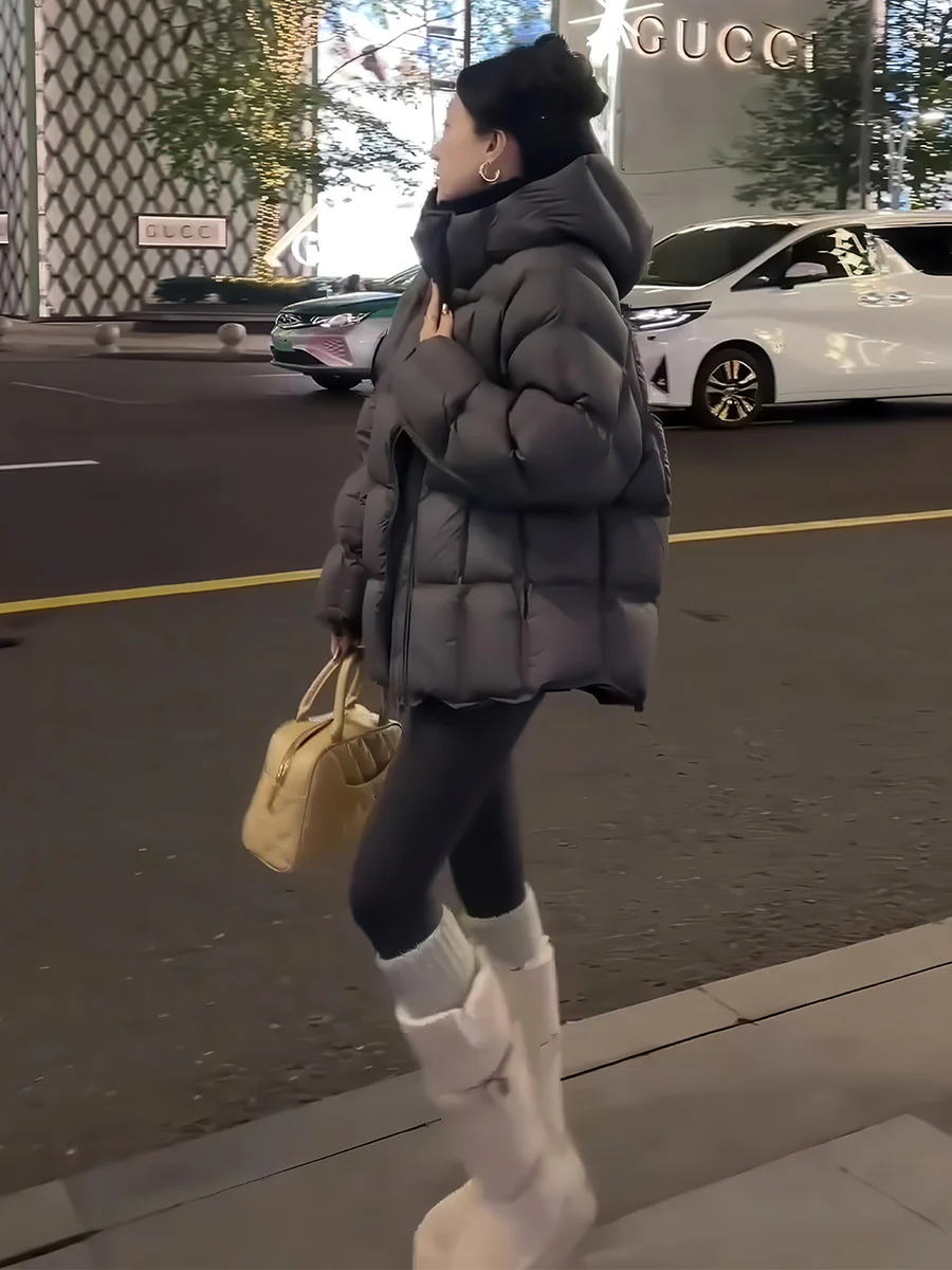 

Faionable Warm White Du down Jaet Women's Mid-Length Coat Deep ey Winter New Sle Brand Straight Tube Sle