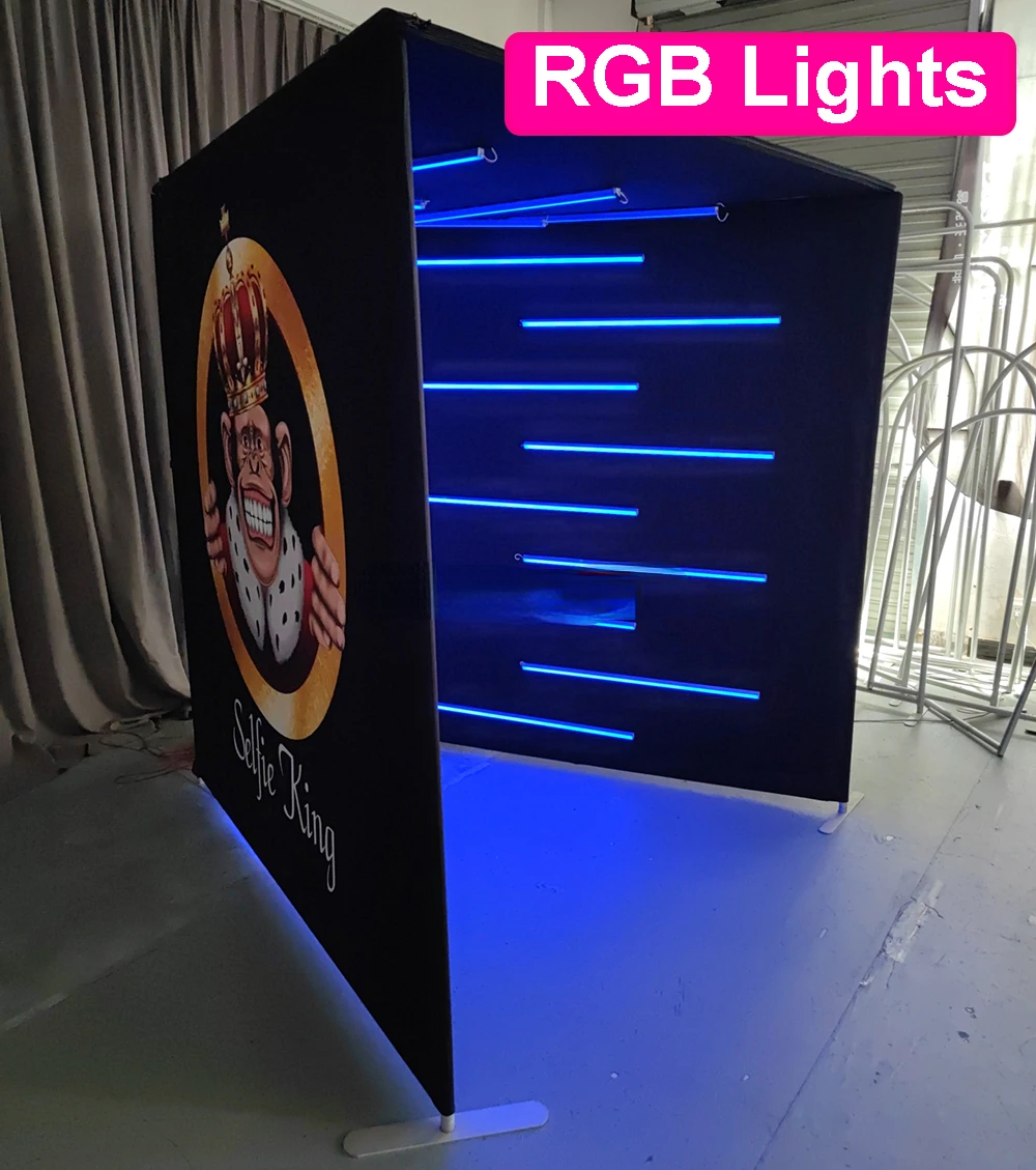 Latest Design Custom Portable Backdrop Tradeshow Exhibition 360 Photo Booth Enclosure Photo Booth Enclosure With Led Lights