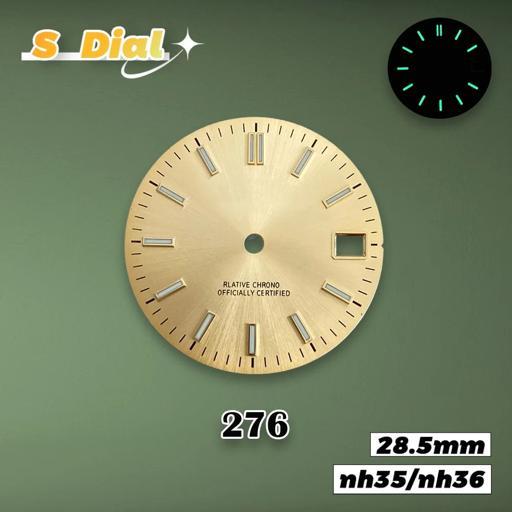 جديد 28.5 مللي متر S شعار journa-l أشعة الشمس الهاتفي صالح NH35/NH36/4R/7S اليابان حركة الأخضر مضيئة ساعة تعديل الملحقات #3