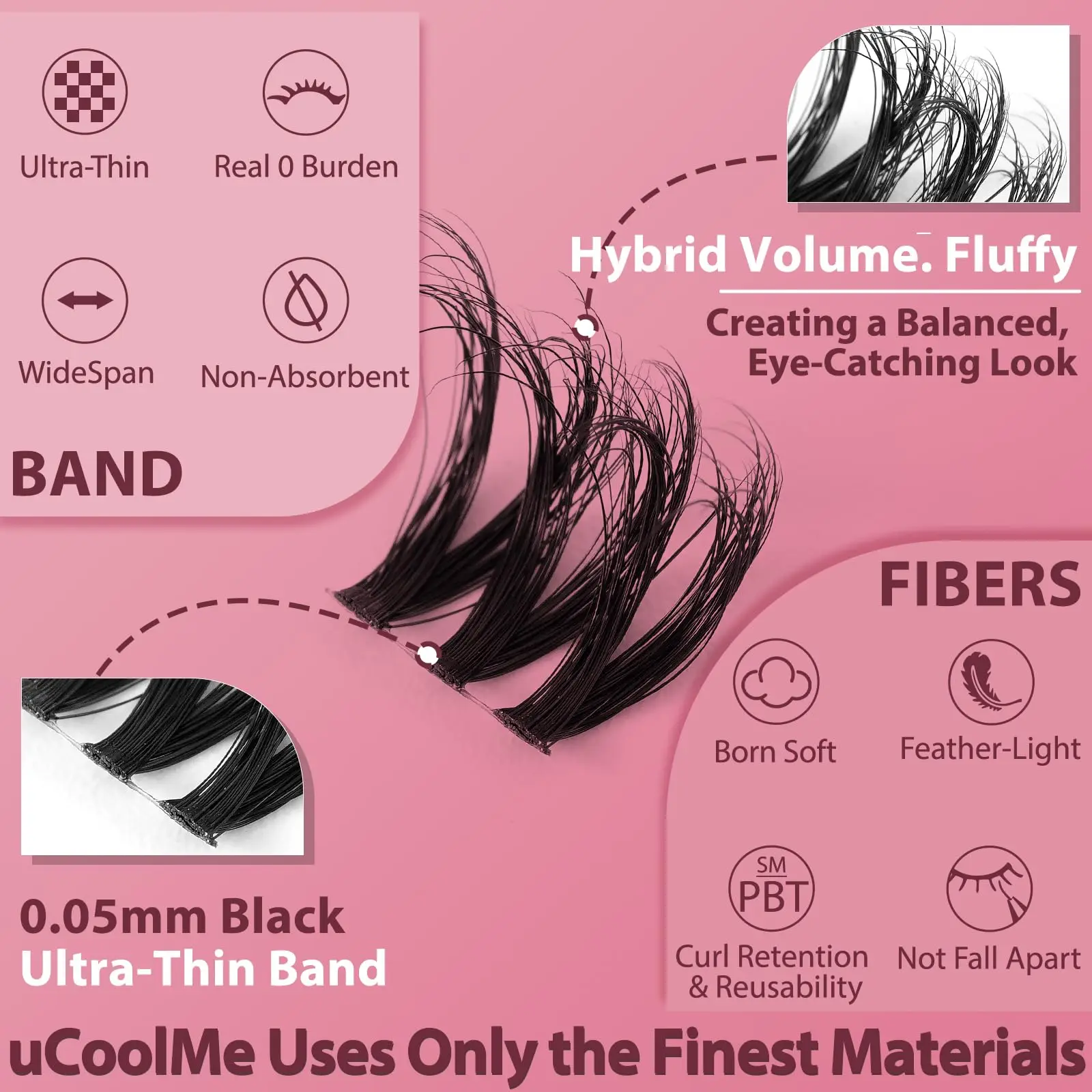 uCoolMe Lashes Lyra 3D Effect Voluminous Lash Clusters Kit Bond and Seal Remover Waterproof Long-lasting DIY Eyelashes Extension