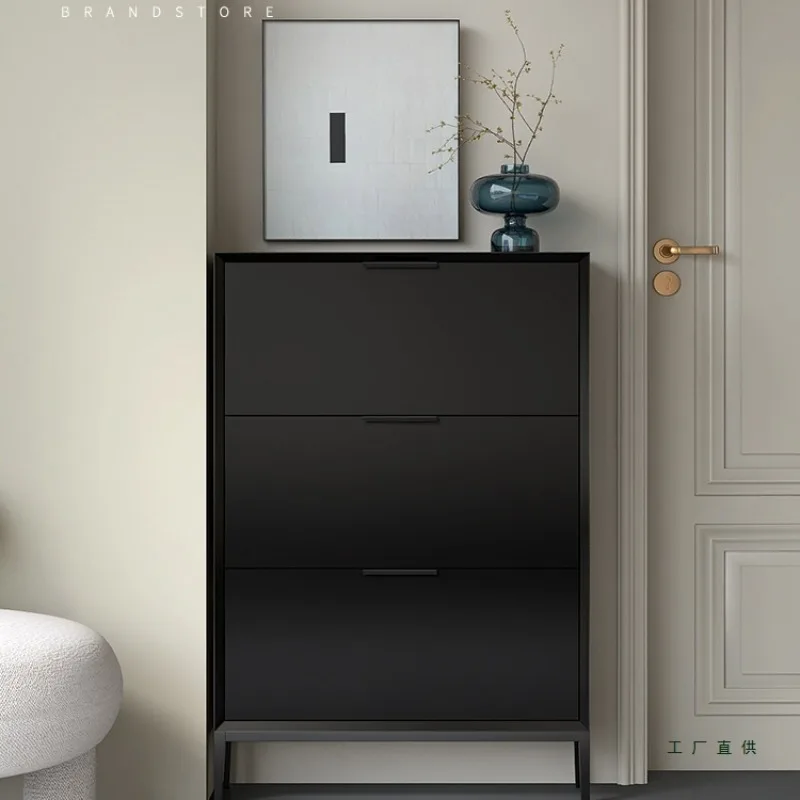 shoe cabinet tipping bucket type, solid wood household door small apartment space-saving extremely narrow entrance cabinet