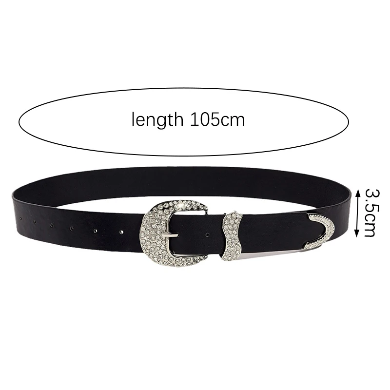 Fashion Rhinestone Y2K Belts For Women Trendy Solid Color Sparkling PU Leather Belt Cowboy Cowgirl Jeans Pants Decoration Belt