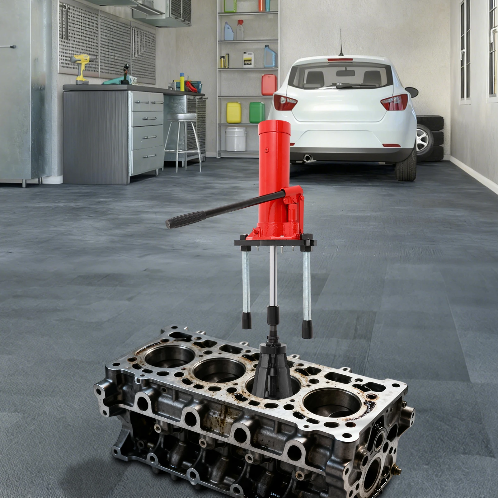 أداة سحب الأسطوانة باللون الأحمر + الأسود (المهنية وتوفير التكلفة) - متخصصة لإزالة بطانة الأسطوانة / تفكيك المحرك، وقابلة لإعادة الاستخدام