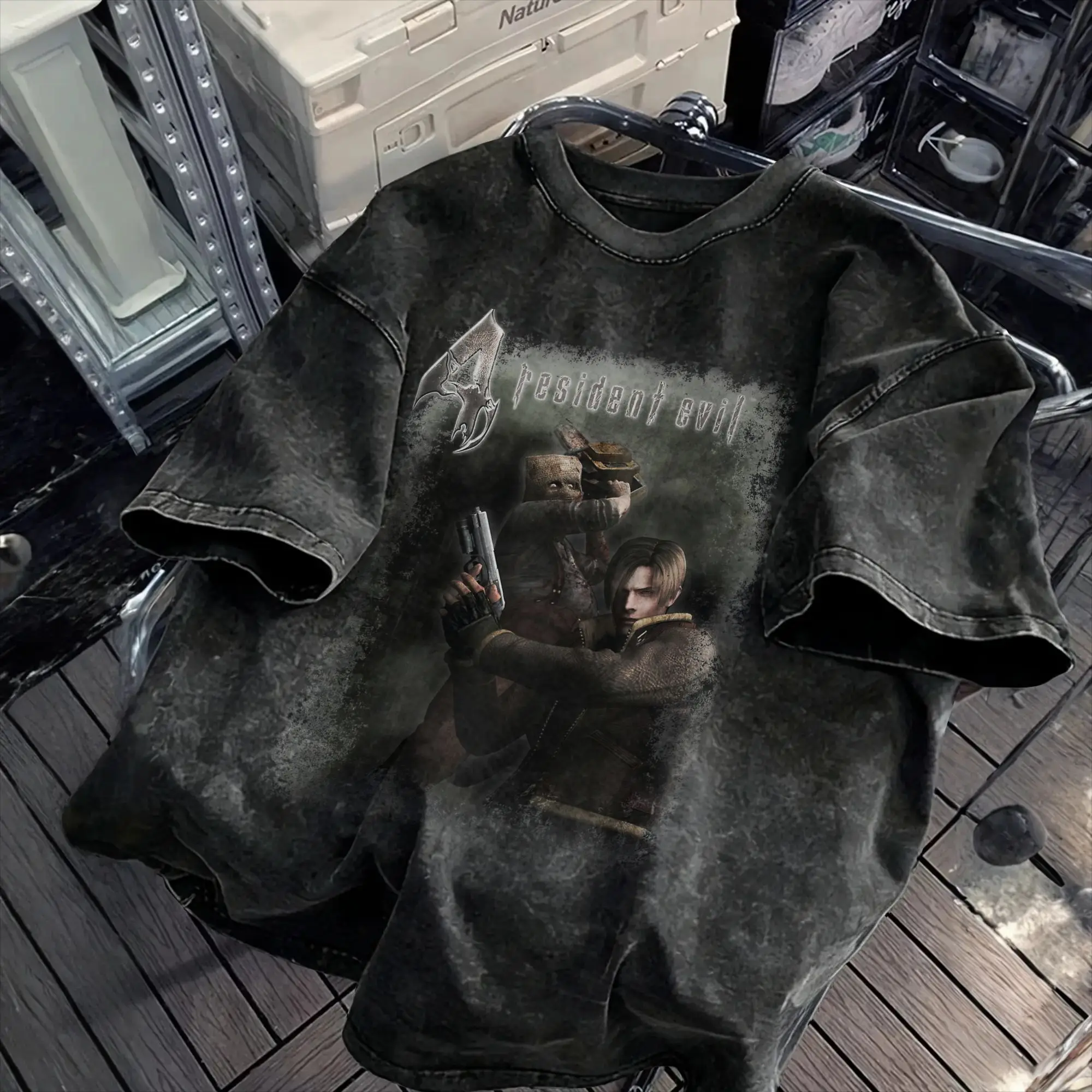Couple T-Shirt Resident Evil 4 2005 Washed T-Shirts Leisure  Summer Tees Awesome Print Casual Clothes Gift