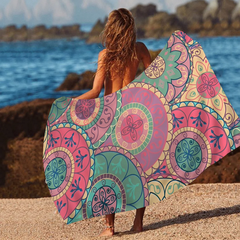 Mandala Towel Microfiber Beach Towel Absorbent Quick dry Soft Yoga Swimming Resort Mountain Climbing Towel