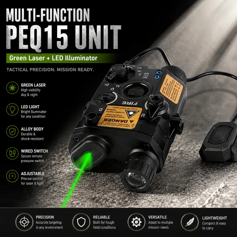 20mm Rail Mount Alloy PEQ15 Multimode Light Module Adjustable Indicator Hobby Model Toy Accessory