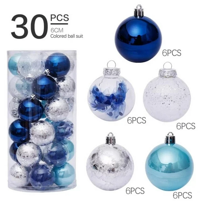 

Blue 6cm Christmas Balls Christmas Tree Ornaments Ball Xmas Hanging Tree Pendants Home Party Decor 2024 New Year Gift