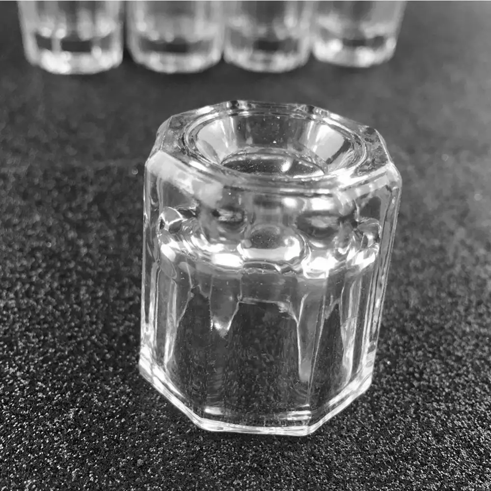 Transparante Nail Glas Bowl Cup Acryl Poeder Liquid Dappenglaasje Container Houder Nail Lijm Manicure Salon Nail Tool