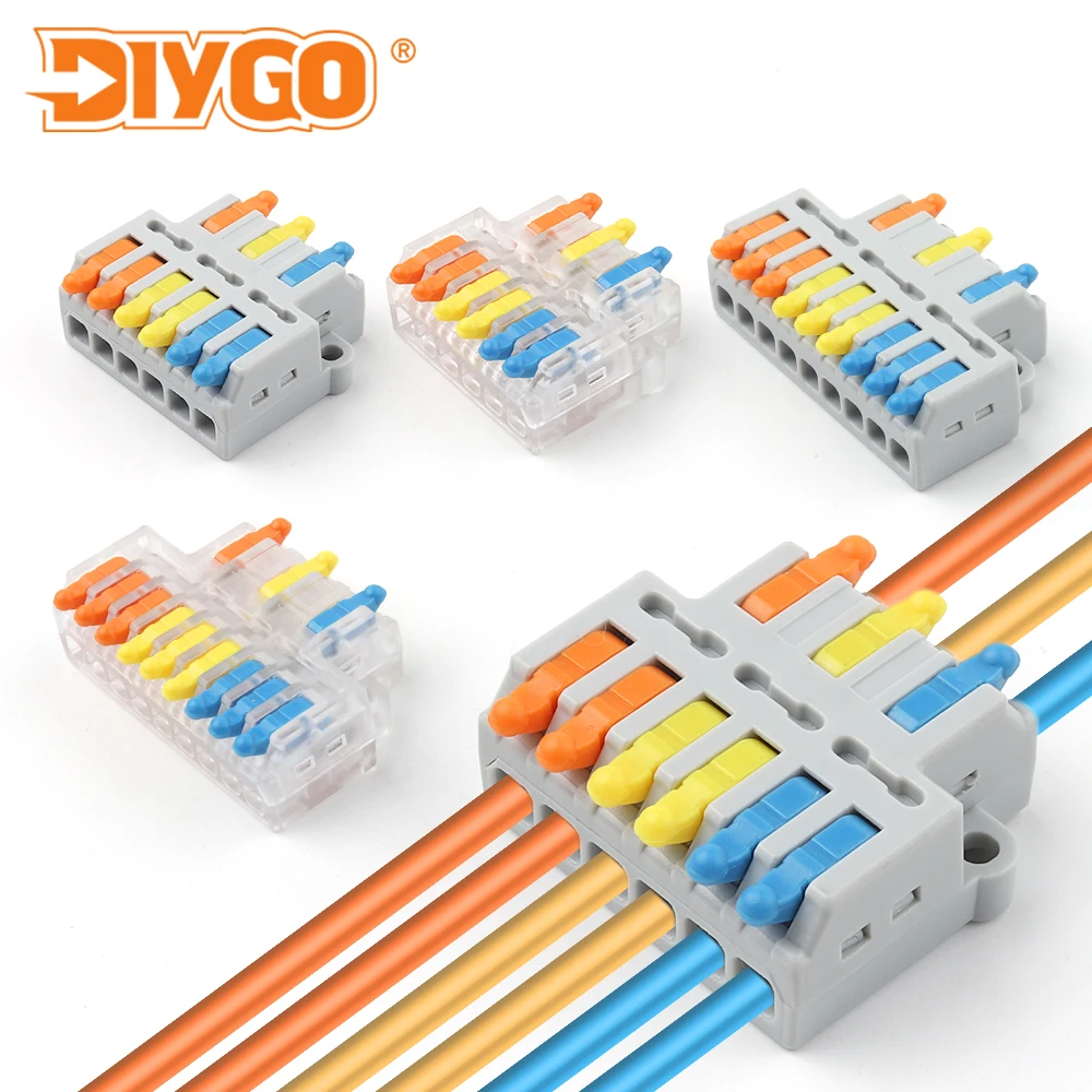 

10PCS Mini Universal Compact Electrical Connectors 3 in 6/9 out Splicing Push-in Terminal Block Home Wiring Cable Connector