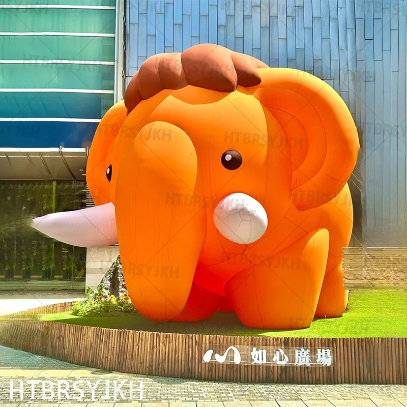 Giant inflatable cartoon elephant with white LED lights animal mascot amusement park activities decoration advertising props