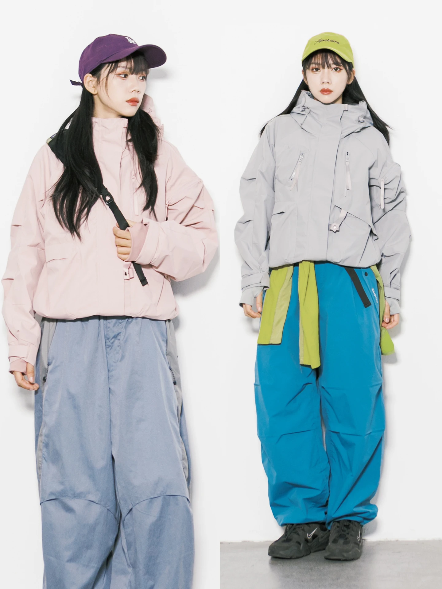 

Women's Casual Loose Fce-lined Windproof Water-resistant Hooded Jaet Outdoor Climbing Sport Coat Zipper Closure Multi-po...