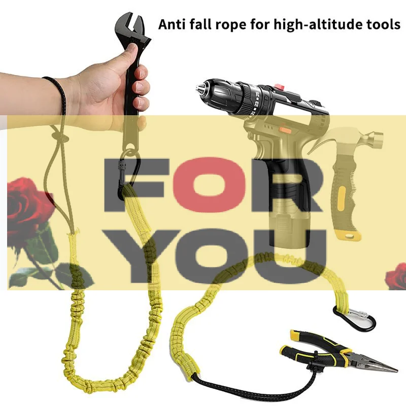 Safety Bungee Tether Tool Lanyard With Carabiner Hook Climbing Working Anti-Falling Safety Rope Aerial Work Climbing Accessories