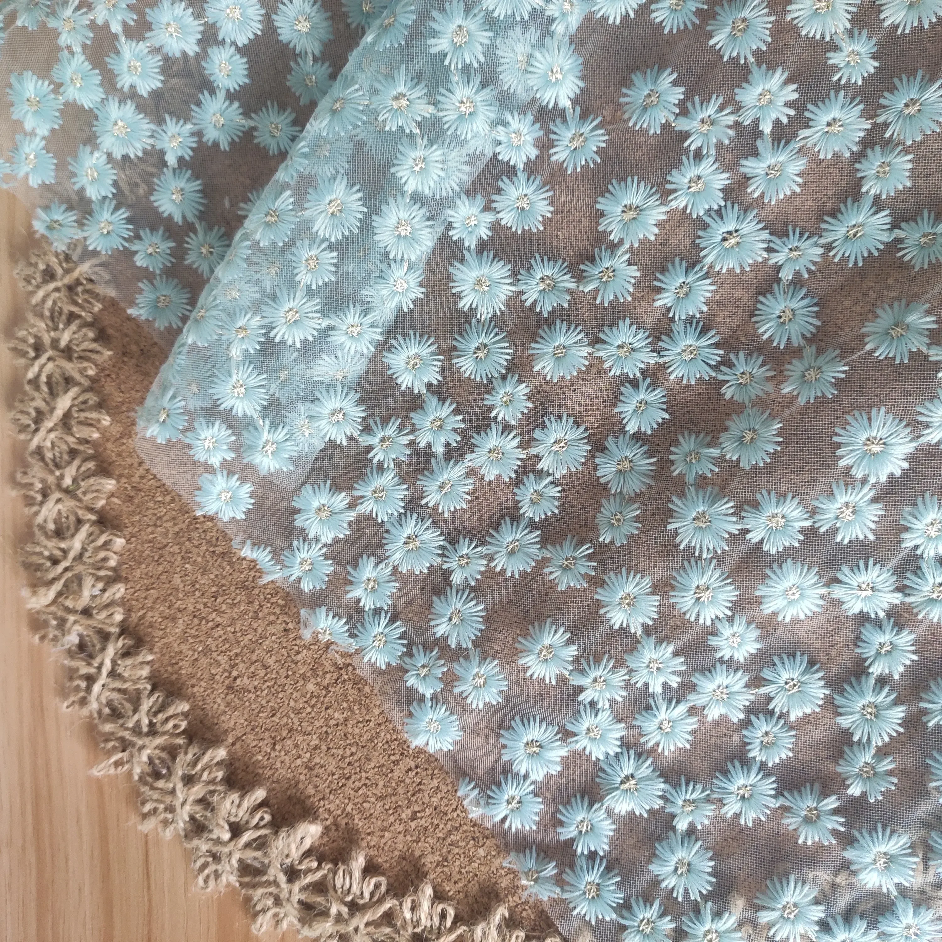 Novo Tecido de Renda Bordada e - Embroidery Veil avaliação e preço