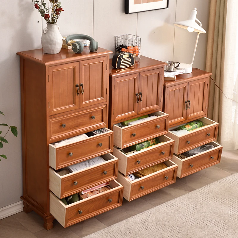 Solid wood multi-storey integrated cabinet drawers, simple living room, storage cabinets, bedroom