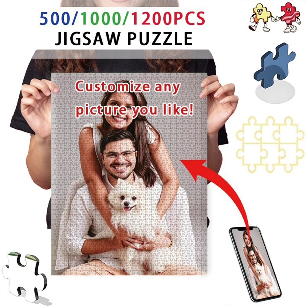 35/300/500/1073pcs Personalized Custom Photo Puzzle Family Photos This Personalized Puzzle Can Be A Unique Gift For Family