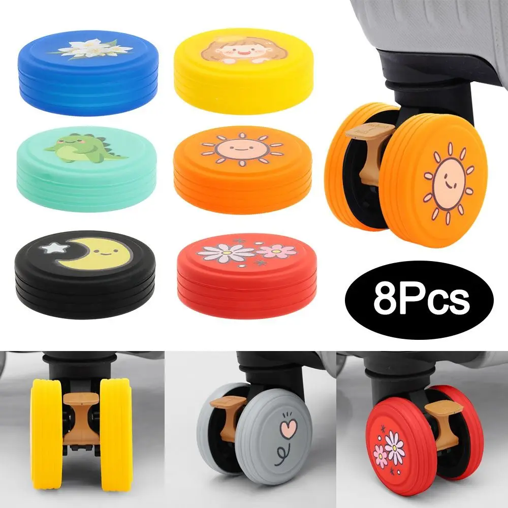 8Pcs Luggage Wheels Protector Rings Silicone Luggage Accessories Wheels Cover For Most Luggage Reduce Noise For Travel Luggage