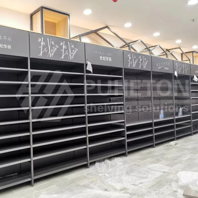 custom.Light Duty Single-Sided Gondola Wall Shelf Supermarket Display Rack Furniture Display Stand Made of Metallic Material