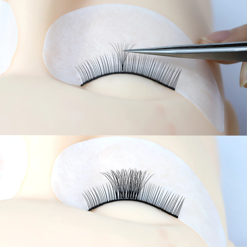 AGUUD 500/1000 Fächerwimpern mit spitzer Basis, vorgefertigte russische Volumen-Wimpernverlängerungen, 3D-16D, scharfer Stiel, Promade Falsche Nerzwimpern – Detail 14