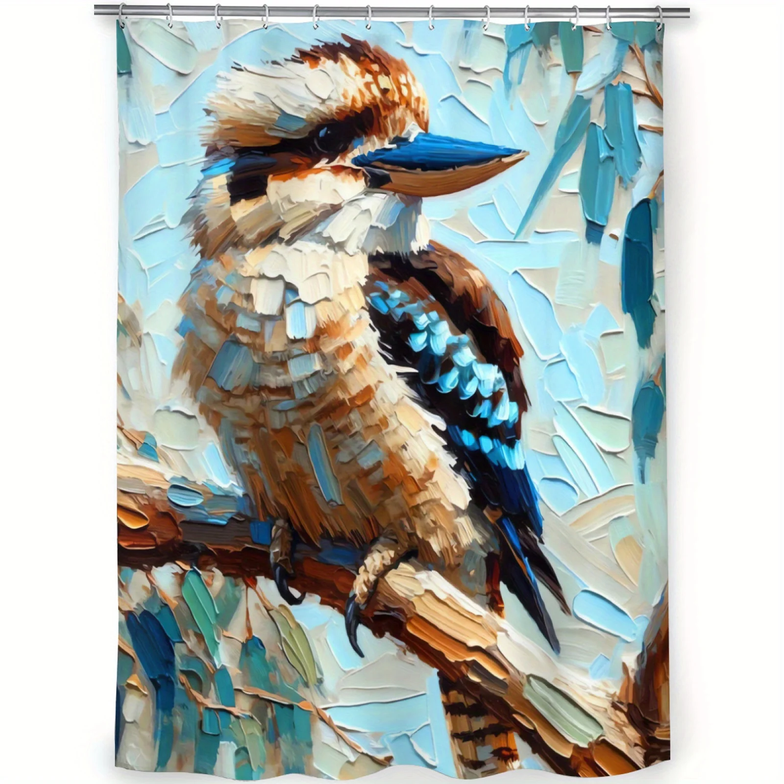 Vibrant Blue Jay Bird Art Shower Curtain Bathroom Decor Tropical Nature Wall Hanging Waterproof Shower Curtain