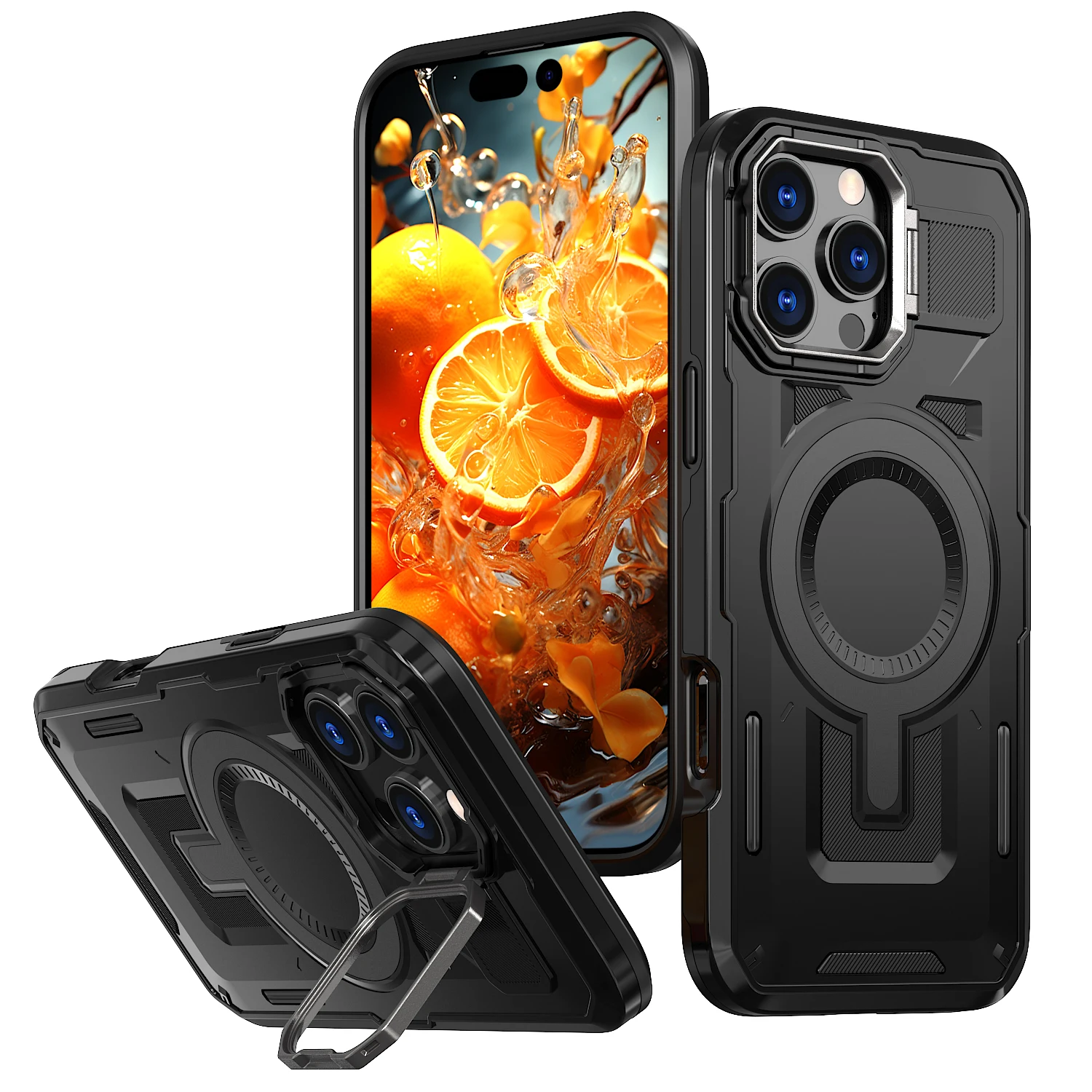 

HARUINO for iPhone 15 16 Pro Max case anti drop ultra-thin magnetic lens holder outdoor men's and women's niche phone case trend