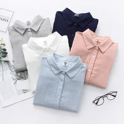 New Double-layer Cotton Gauze Solid Color Skin-friendly Long-sleeved Shirt Slim and Versatile Literary Women's Base Shirt