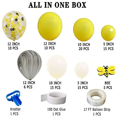 Yellow Balloons Garland Arch Kit Honeybee Theme Gender Reveal Baby Shower Party Supplies Decoration Birthday Wedding Party Decor