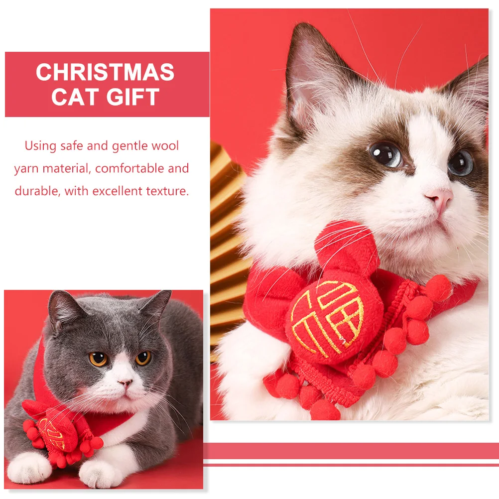 

1 PC Cat Scarf Softer Material Pet Christmas Gift Odorless Decorative Flannel Comfortable Breathable Warm Safe Wool for Cats