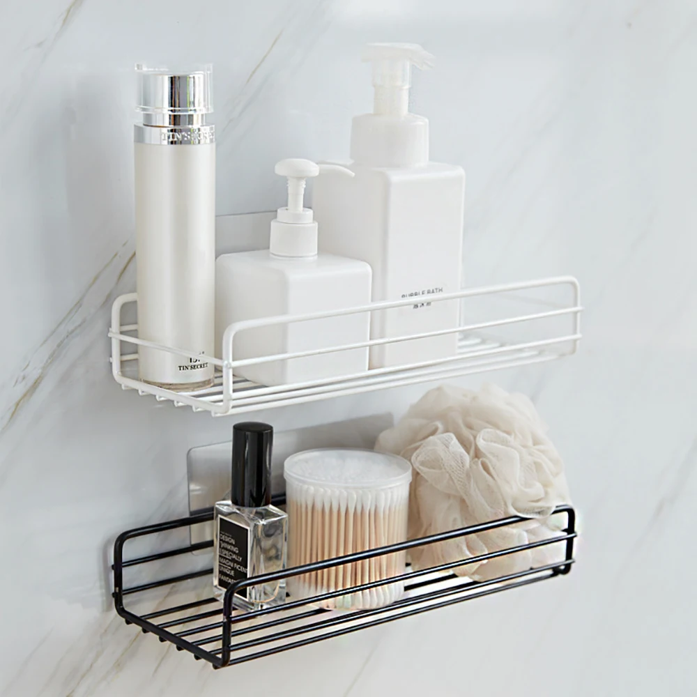 

Неперфорированная полка для хранения в ванной комнате, прямоугольная многофункциональная полка для хранения в ванной комнате и кухне, настенный кронштейн