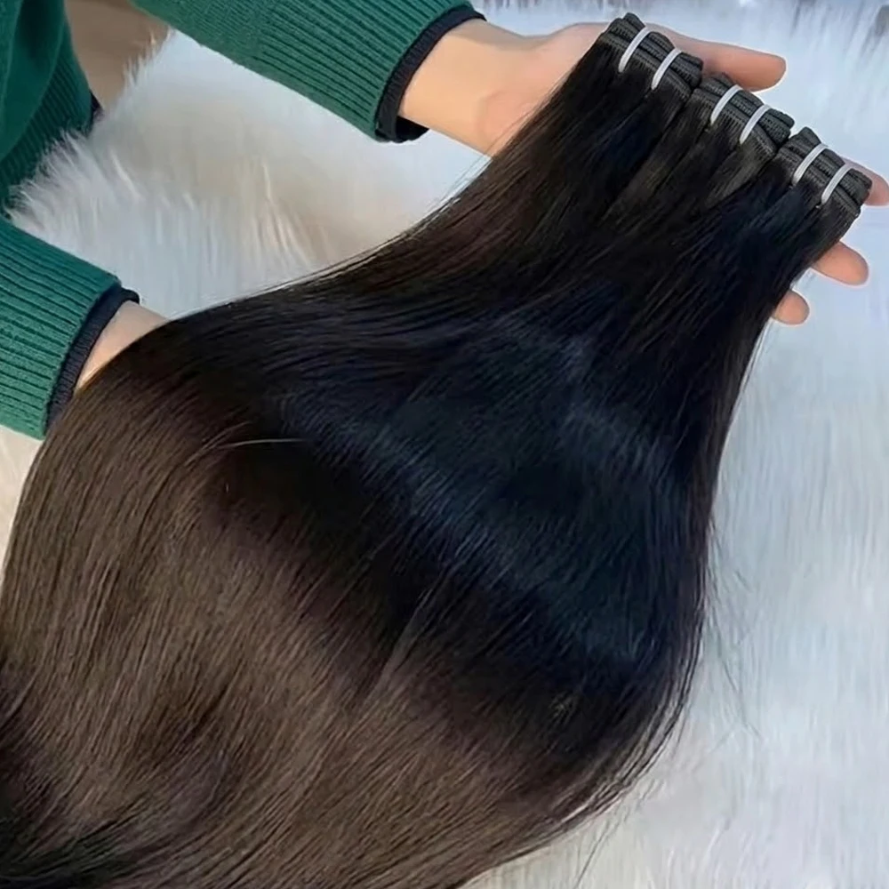 

100% Unprocessed Raw Virgin Hair Weave Extensions 30 32 Inch Bone Straight Human Hair Bundles Natural Black Color Double Weft Pure Hair Bundle For Women
