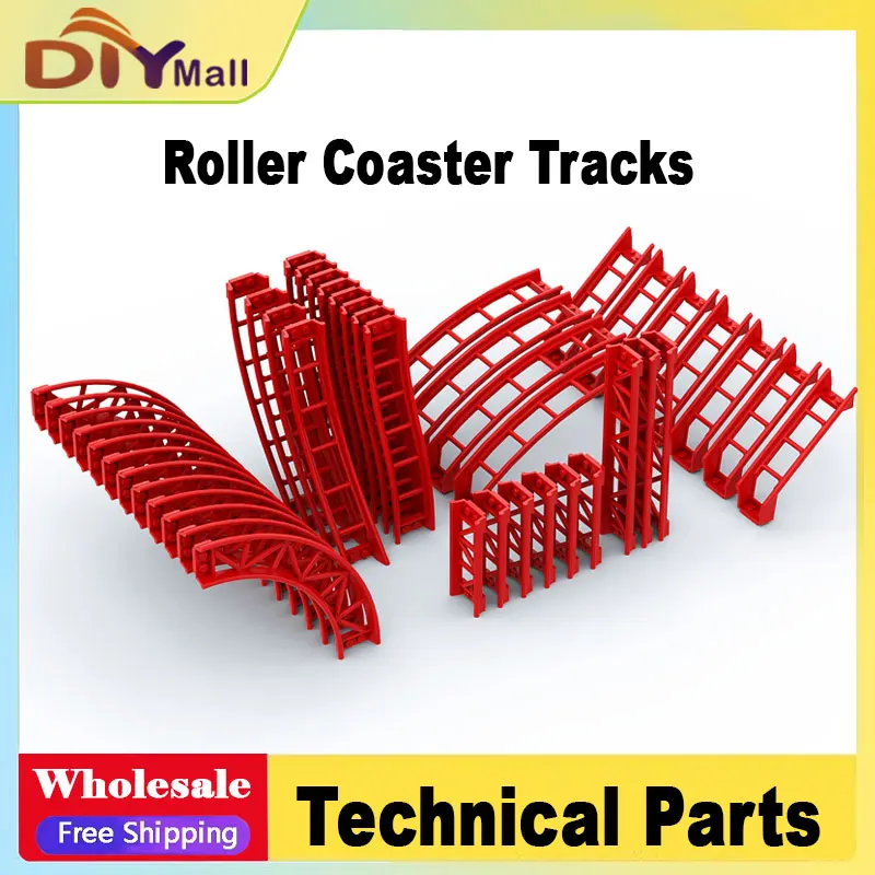 10 SZT. Szyny do kolejek górskich Klocki konstrukcyjne MOC Kompatybilne z 26022/25059/25061/34738 Model kolejowy Miasto Pociąg Części techniczne
