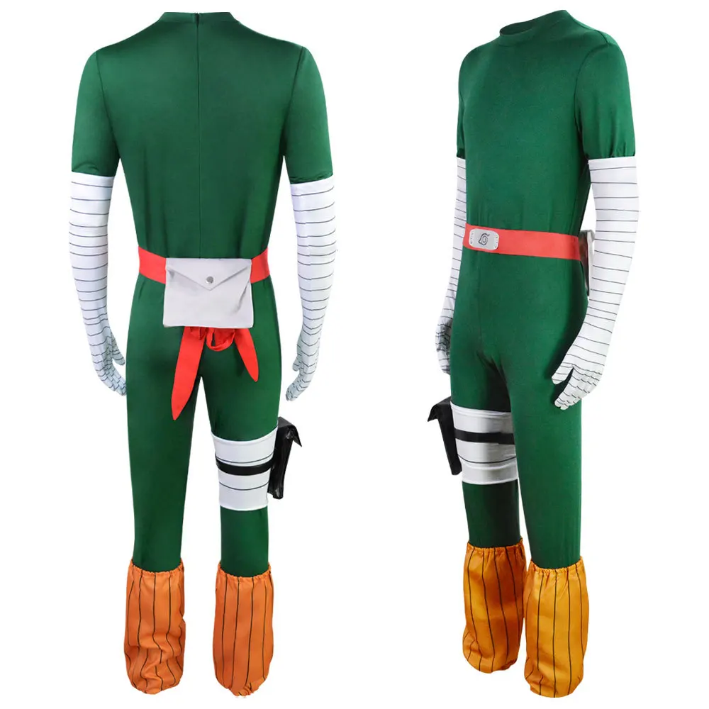 

Anime Ninja Rock Lee Cosplay Costume Man Combat Uniform Hero Tight Jumpsuit Accessory Suit Halloween Party