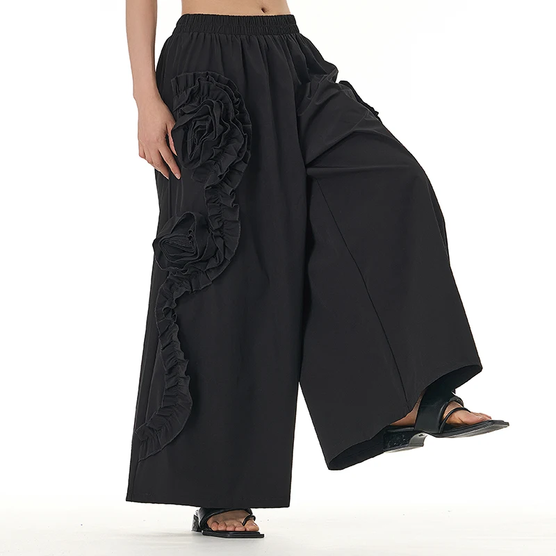 2025 spring/summer new plus size women\'s clothing Yamamoto dark loose slimming wide leg pants fat mm casual pants 31658