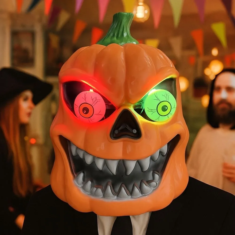 Novelty Style Halloween Pumpkin Mask Breathable Design Full Head Cover Pumpkin Headwear Lightweight Material Trick or Treat Mask