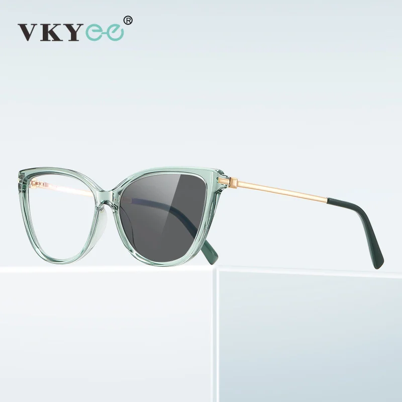 VKYEE New Fashionable Sweet Photochromic Cat's Eye Reading Glasses Women Optical Eyeglasses Prescription Customization PFD2235