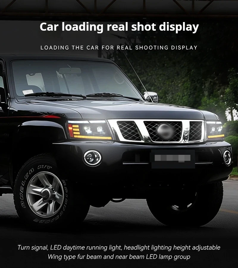 

Pair LED Headlights For 2005 2006 2007-2016-2022 Nissan Patrol Y61 GU4 Headlamps Front Lights Turn Signal DRL Head Lamp Assembly