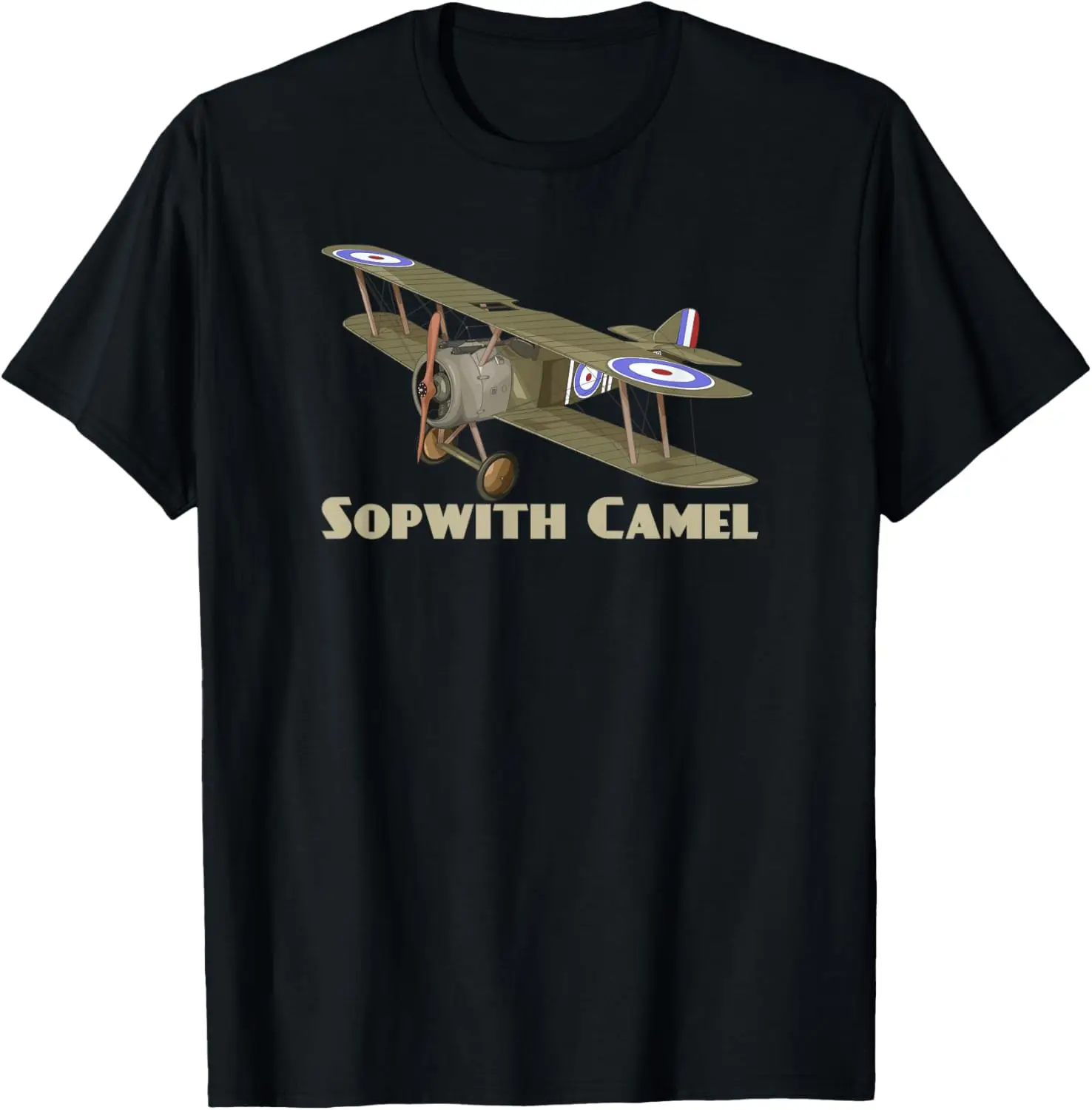Avion De Chasse Sopwith Camel WW1 Biplan Britannique T-Shirt Short Sleeve Casual 100% Cotton Shift