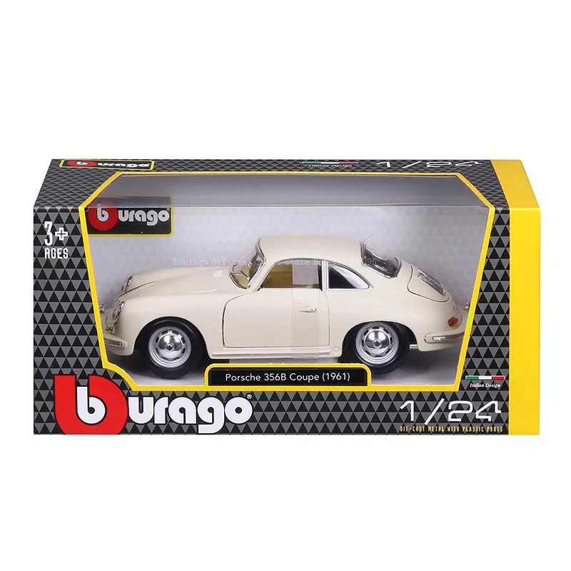 Bburago 1:24 Vintage car 1961 Porsche 356B Coupe racing Alloy car model Toy Collection Gift Luxury Vehicle Diecast