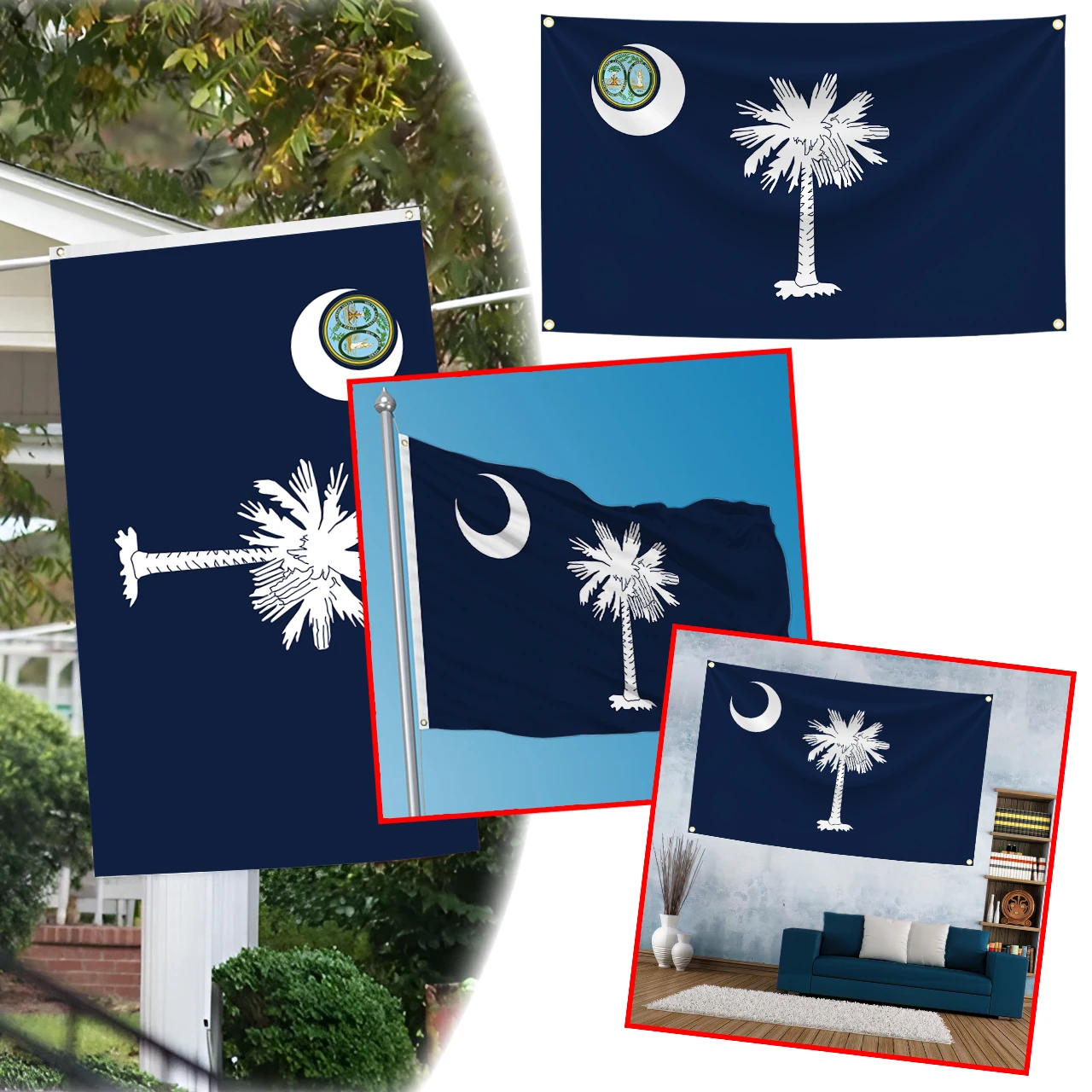 60x90cm 90x150cm South Carolina Flag Polyester Printed Decoration Banner Tapestry