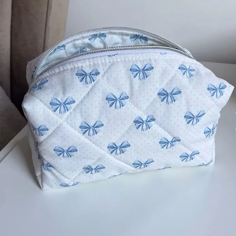 MIROSIE-Bow Cosmetic Bag, Pink Flower, Makeup Organizer, Skincare, Perfect Gift, Washing Bag for Travel, Cosmetics Storage Bag