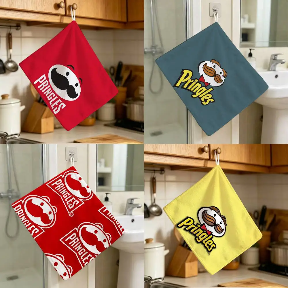 Tomato Snack-P-ringles Mascot Polyester Cotton Hanging Kitchen Towel Skin Friendly Hand Wiping Towel For Hotel Cafe Household