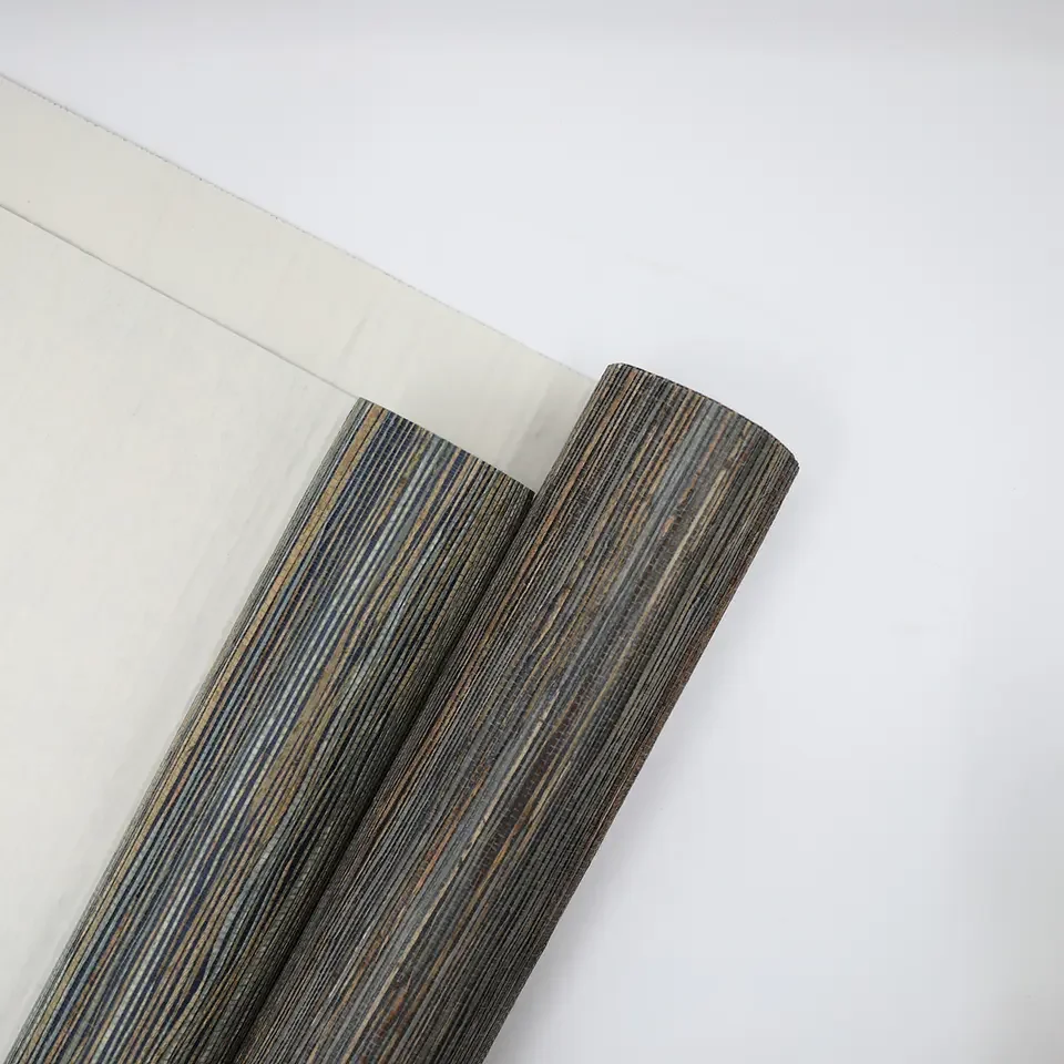 Mywind New Design Modern Textured Wallcovering Dark Brown Grasscloth Wallpaper In Roll For Hotel Ceiling Decor