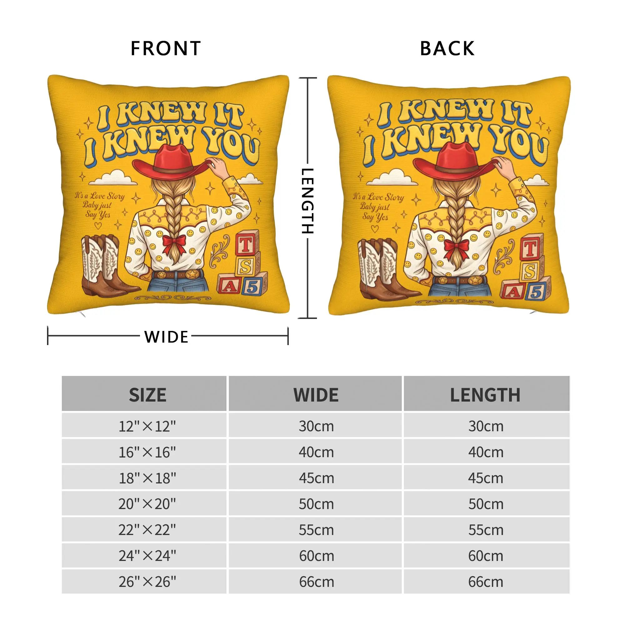 I Knew It I Knew You Country  Square Pillow Covers Polyester Sofa TS5  Cushion Case Cool Decorative Pillowcase 40*40