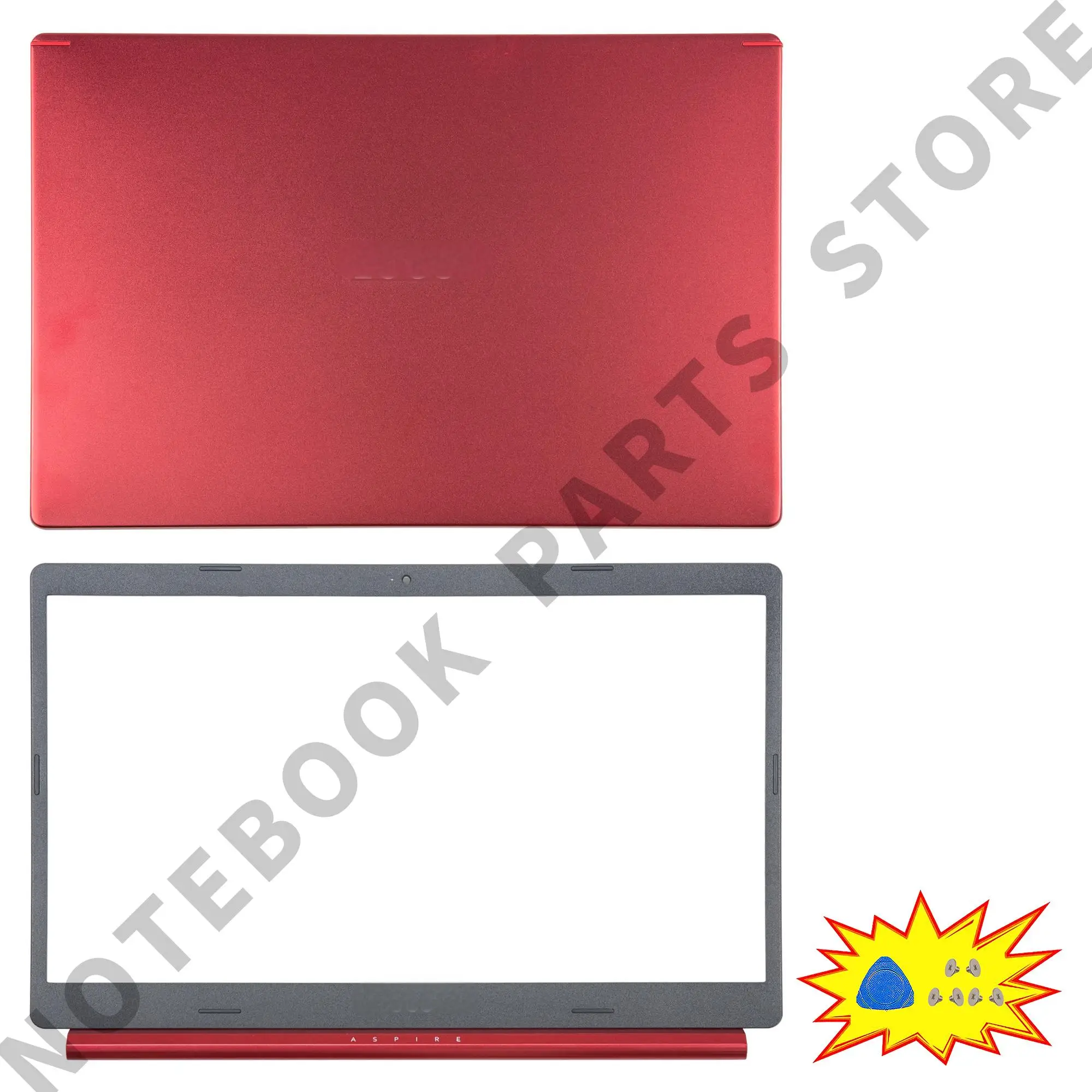 Imagem -06 - Tampa Traseira Dobradiças Moldura Original Laptop Habitação Peças de Reparo para Aspire A51554 g A515-55 g N18q13 A515-53 53g N18q13 Vermelho