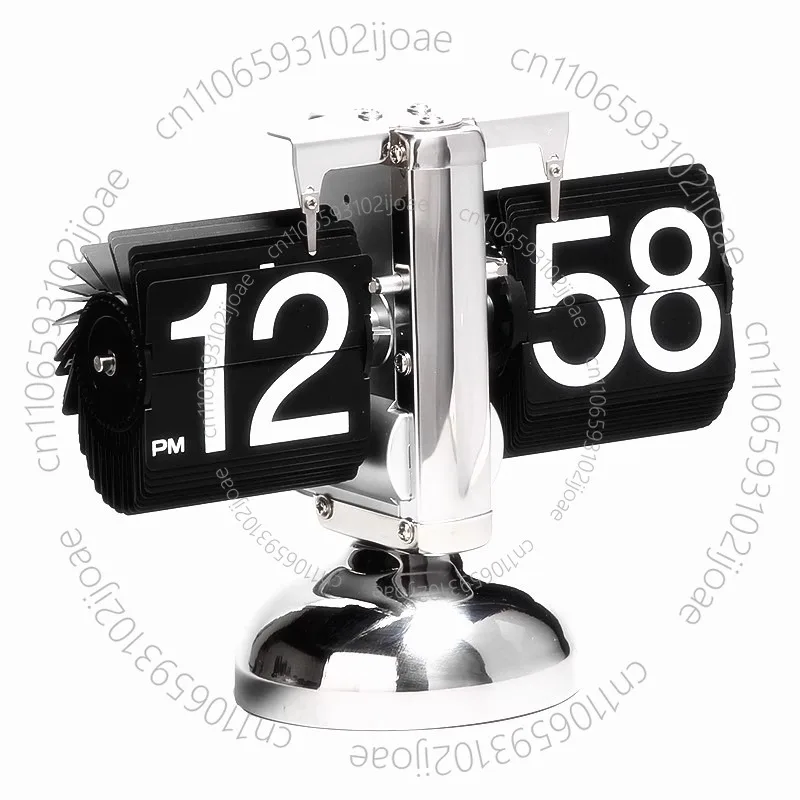 European Retro Balance Automatic Page Turn Clock Mechanical Flip Clock Home Living Room Fashionable Pendulum Clock Decoration