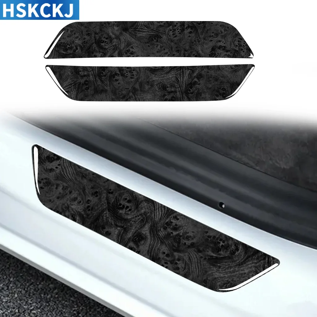 

For Tesla Model 3 2018—2020 Wood Grain Car Accessories Rear Door Sill Threshold Strip Cover Trim Interior Decoration Sticker